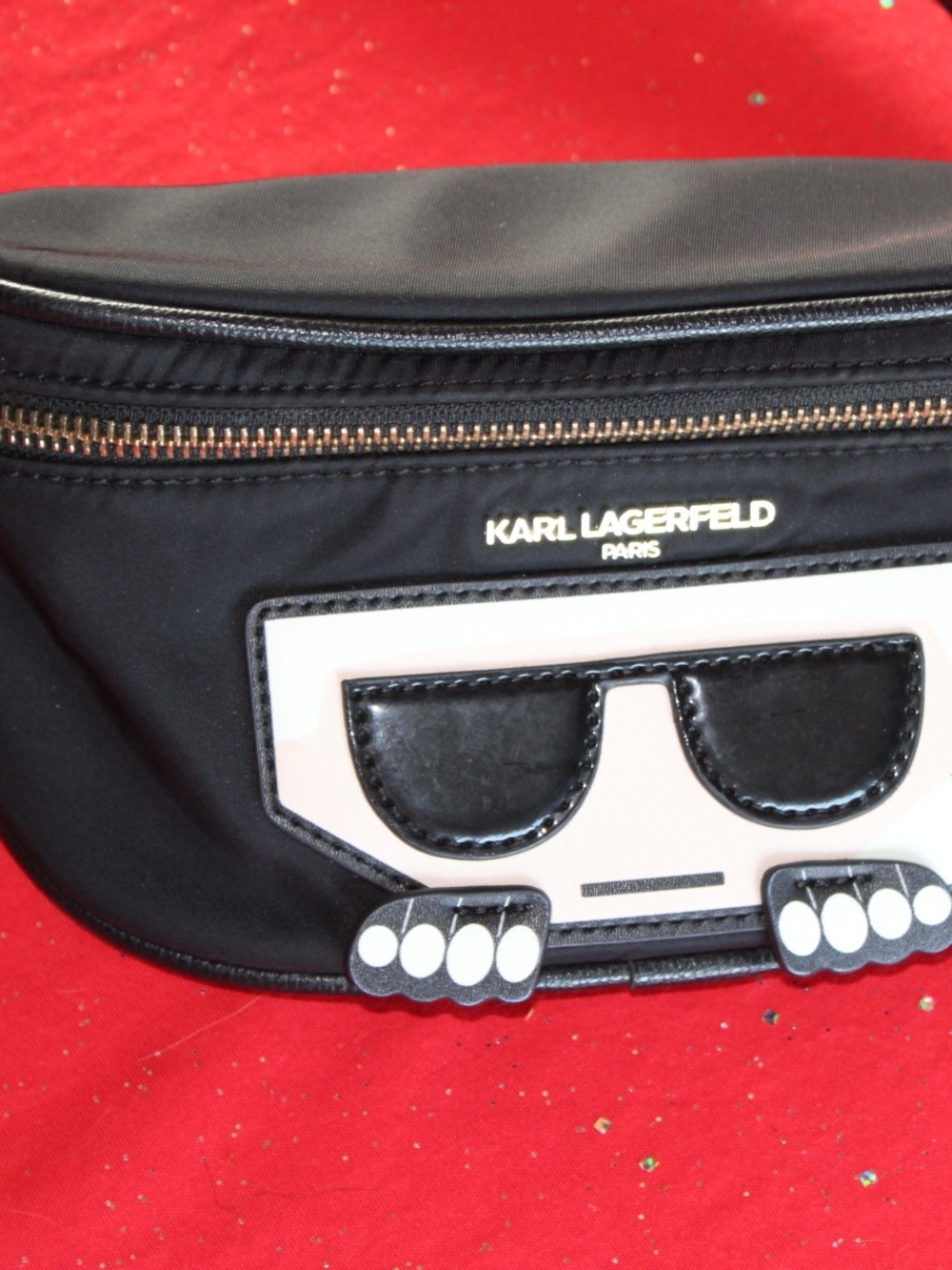 Karl Lagerfeld Black Handbag Interior with Gold Logo Plate